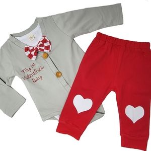 Boys 3pc My First Valentines Outfit